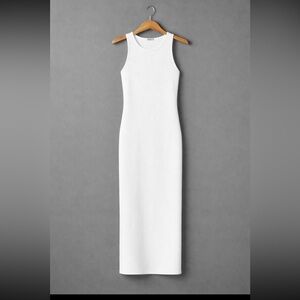 Zara White Stretchy Knit Maxi Dress